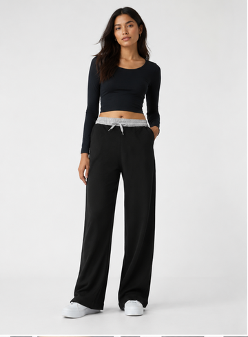 Black Wide-Leg Lounge Pants