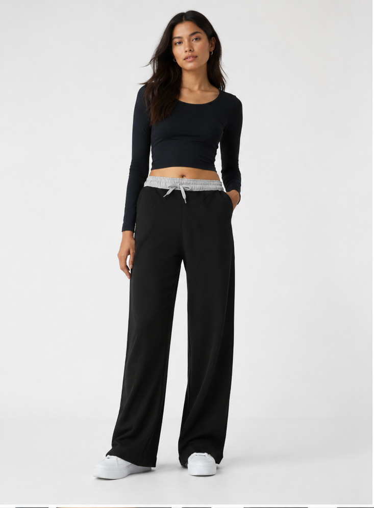 Black Wide-Leg Lounge Pants