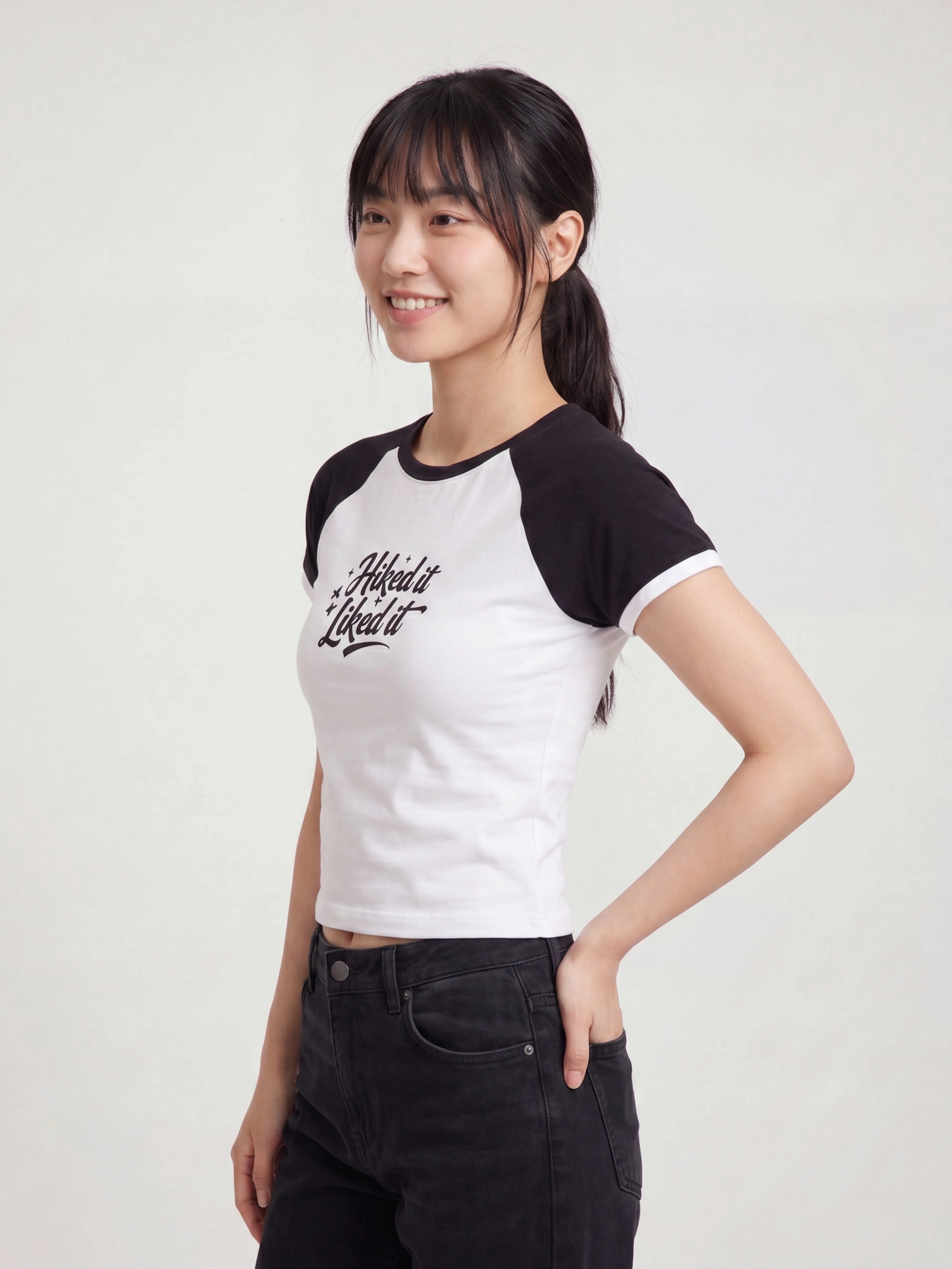 Hiked It, Liked It Women’s Raglan T-Shirt - White Black