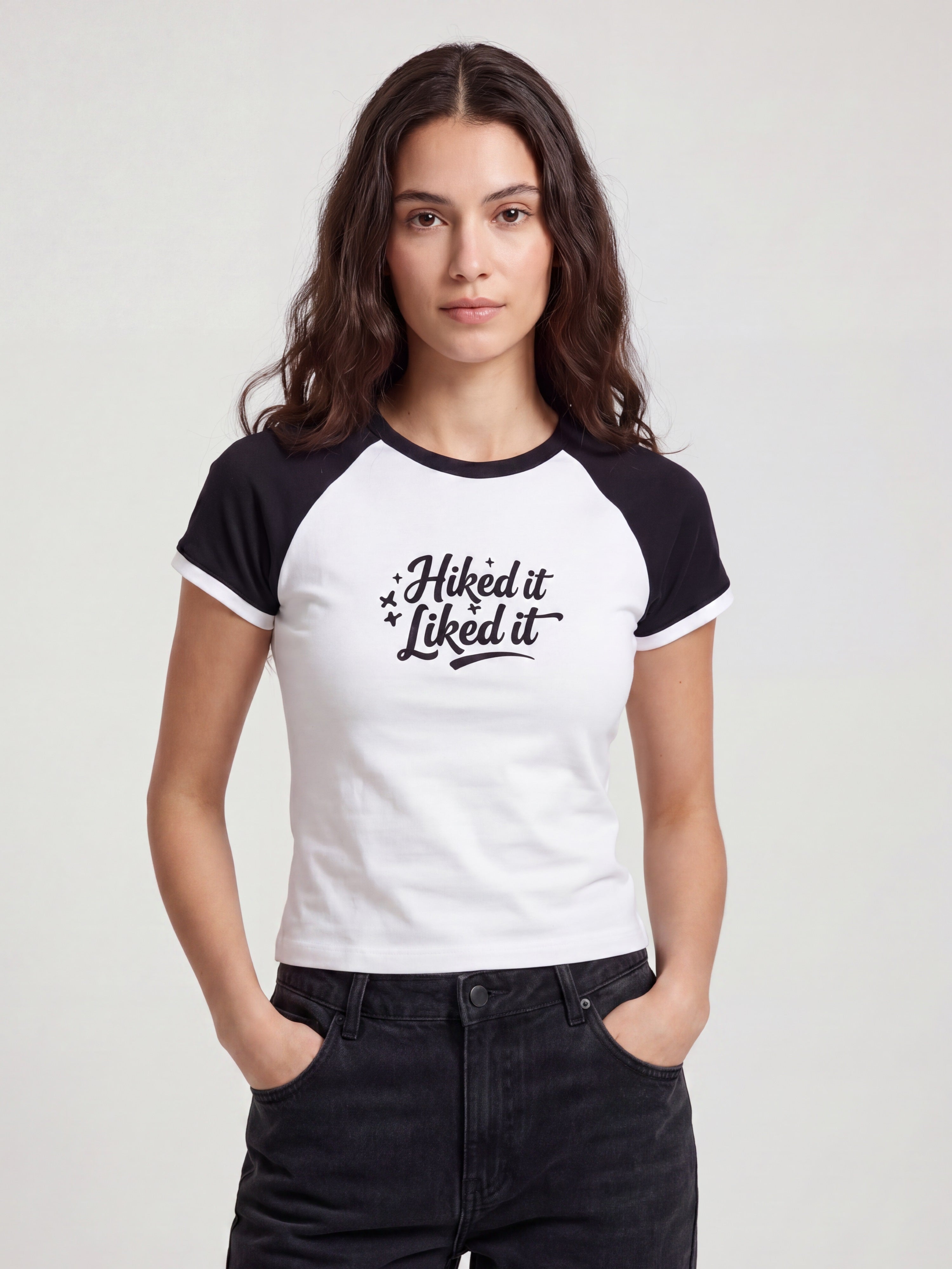 Hiked It, Liked It Women’s Raglan T-Shirt - White Black