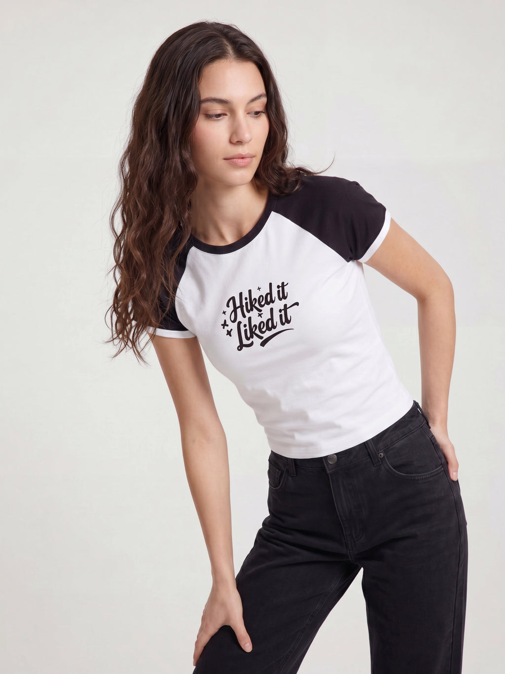 Hiked It, Liked It Women’s Raglan T-Shirt - White Black
