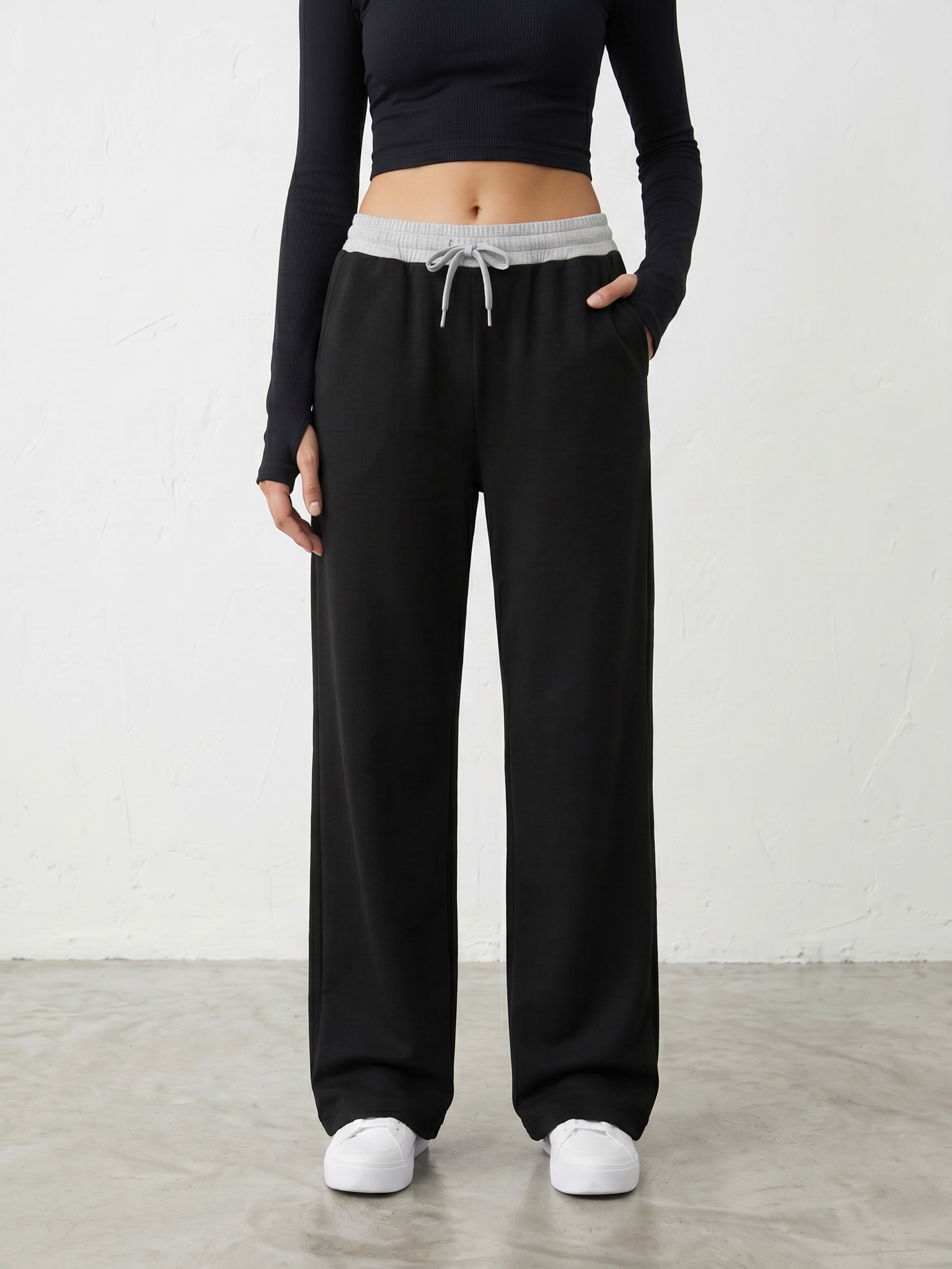 Flow Wide Leg Lounge Pants - Black