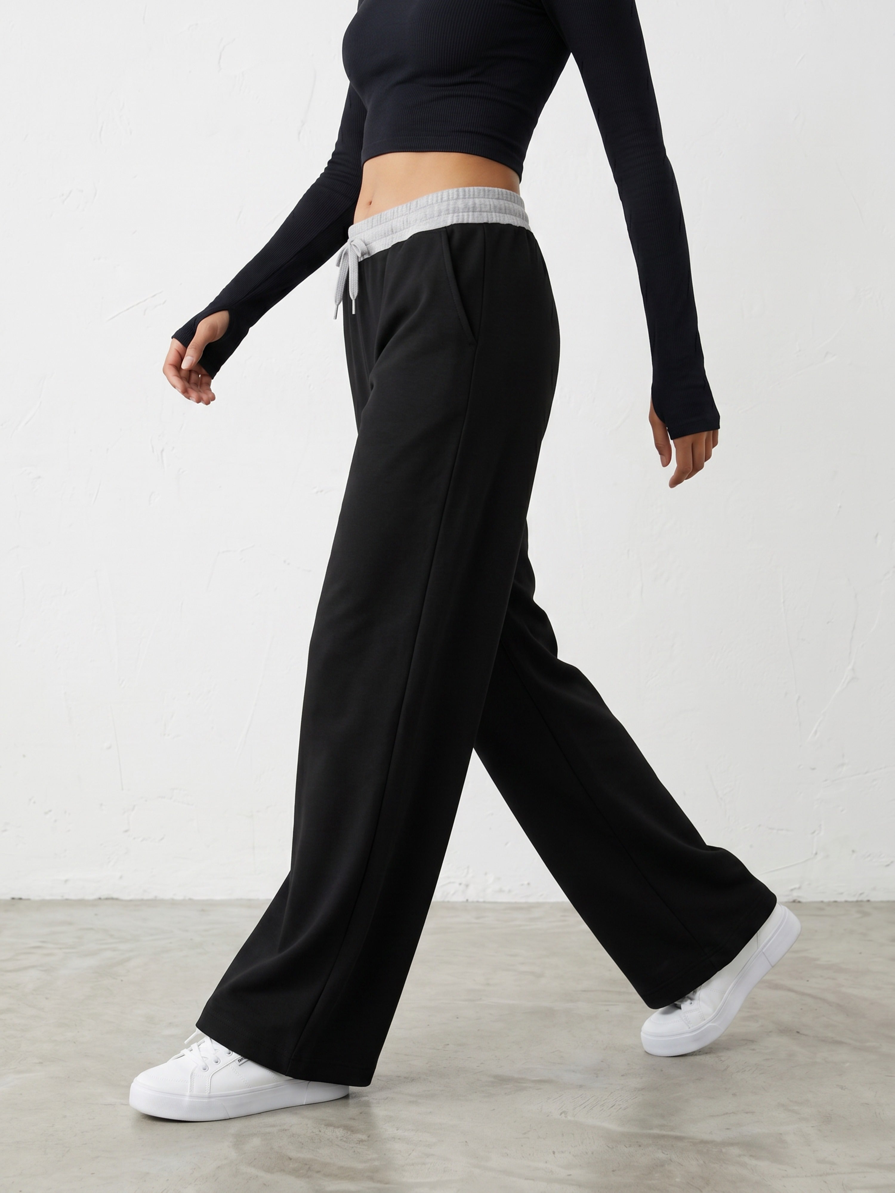 Flow Wide Leg Lounge Pants - Black