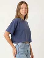 Basic Blue Acid wash Crop Tee