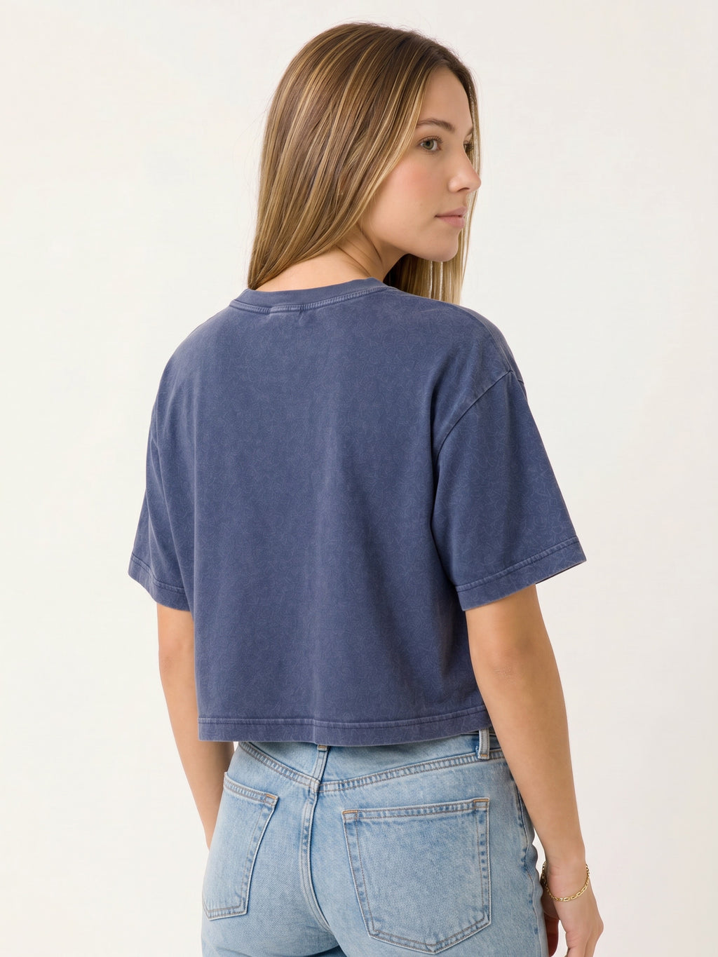 Basic Blue Acid wash Crop Tee