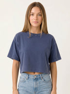 Basic Blue Acid wash Crop Tee