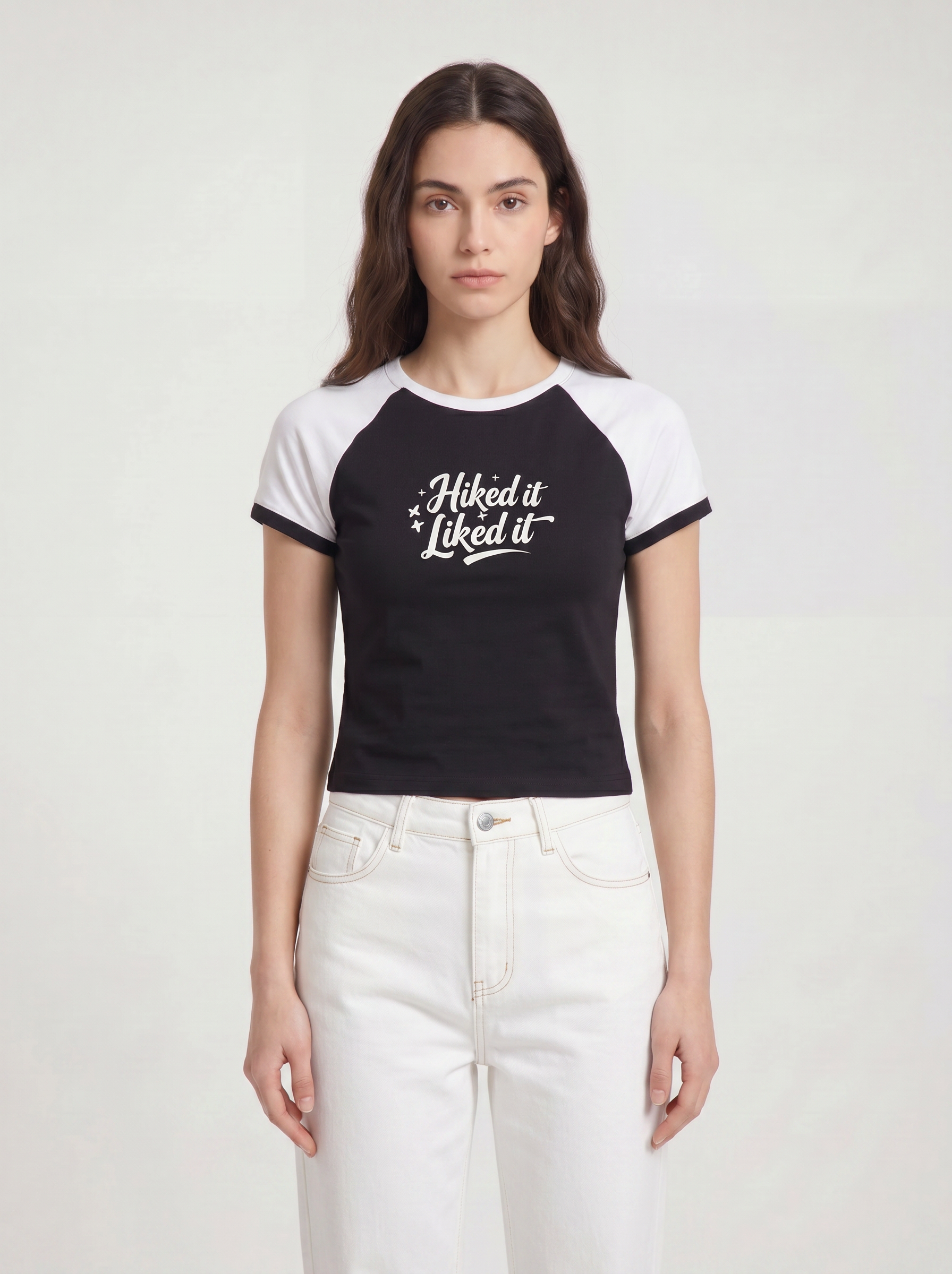 Hiked It, Liked It Women’s Raglan T-Shirt - Black White