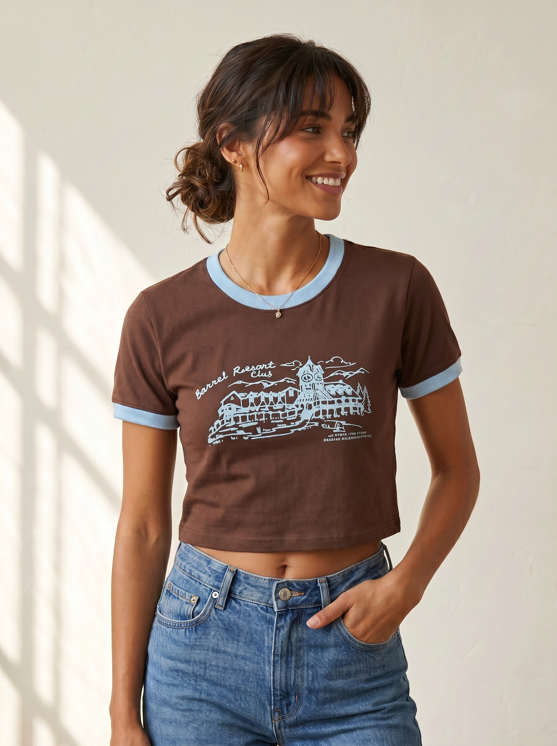 Resort Club Ringer Crop Tee