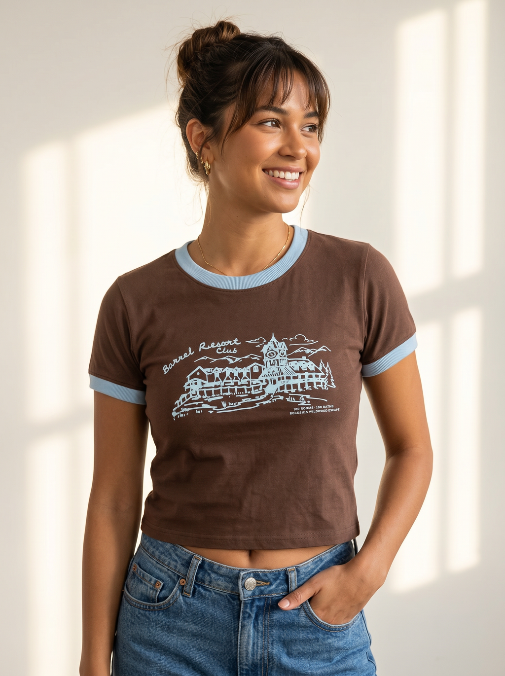 Resort Club Ringer Crop Tee