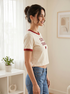 Cute Chaos Ringer Crop Tee