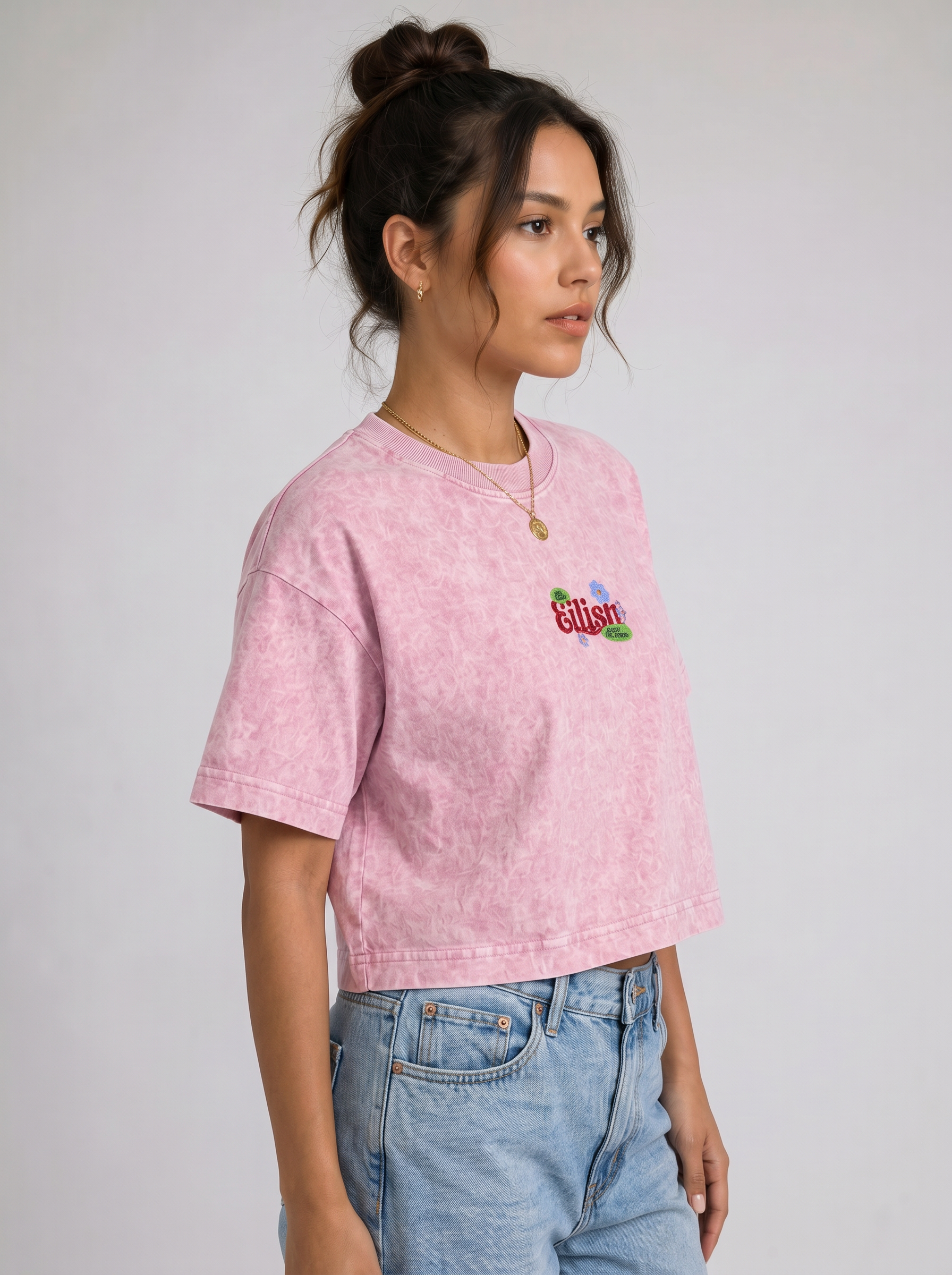 Eilish Acid wash Crop Tee