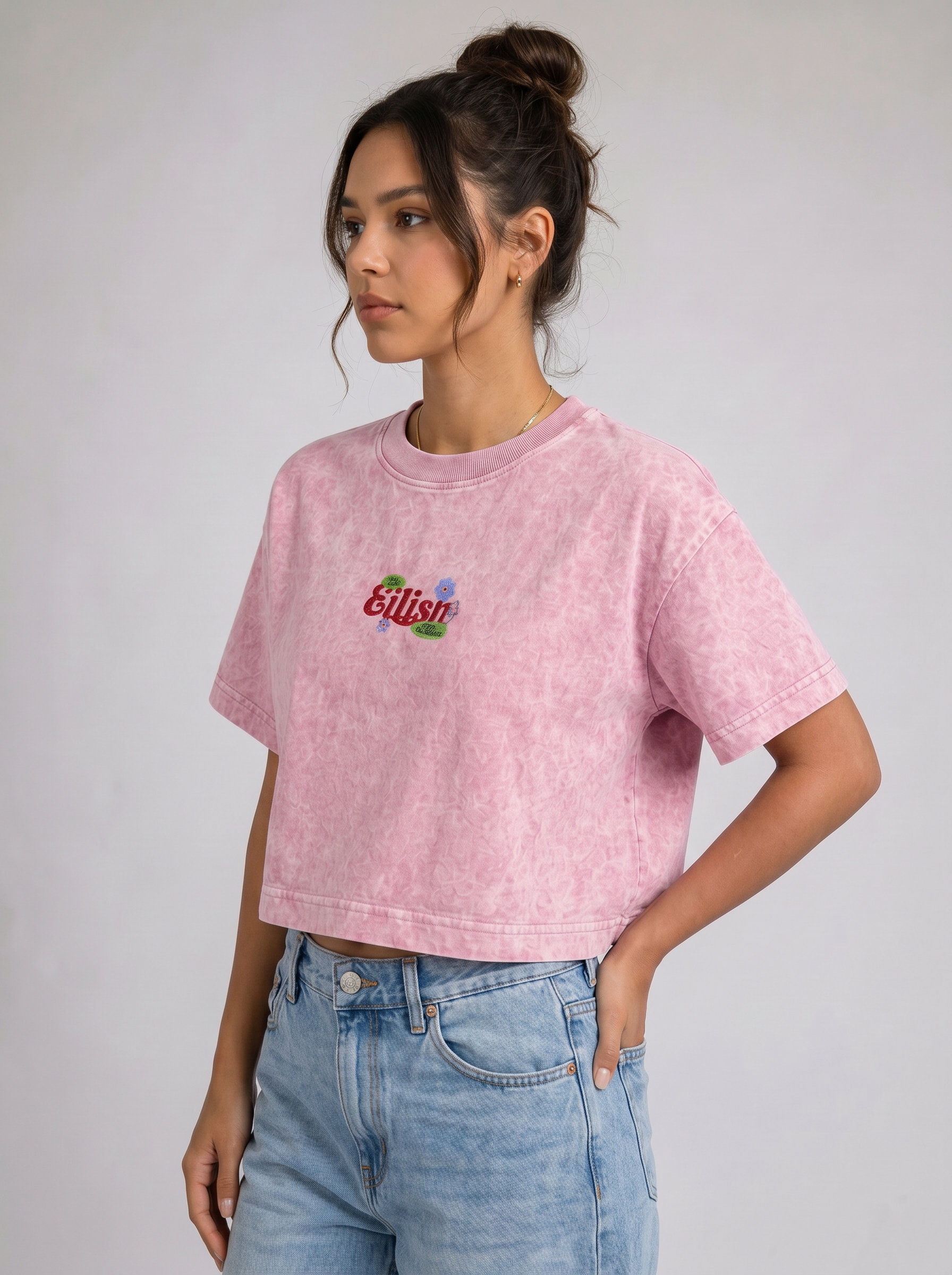 Eilish Acid wash Crop Tee