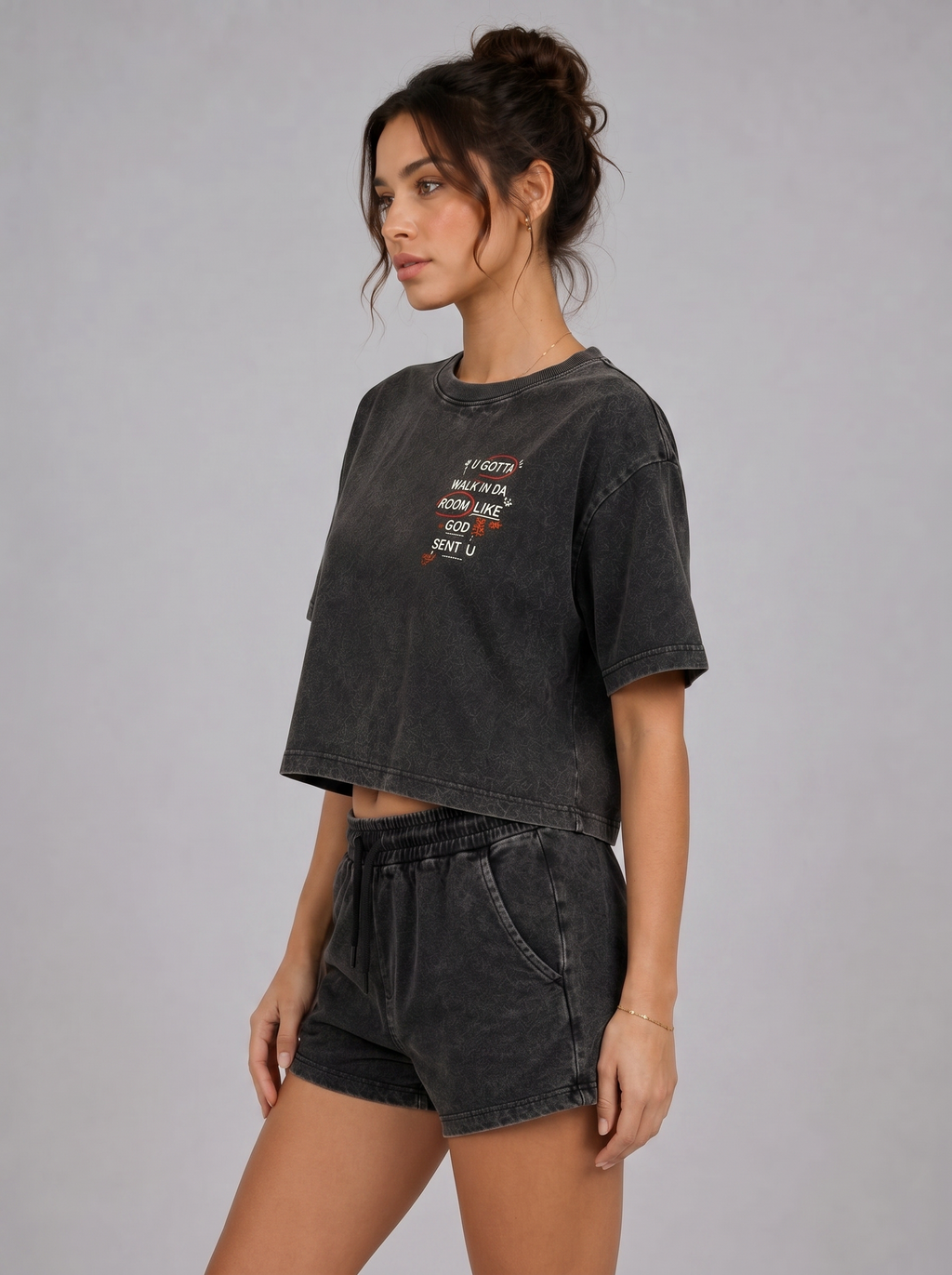 Gotta Room Acid Wash Crop Tee