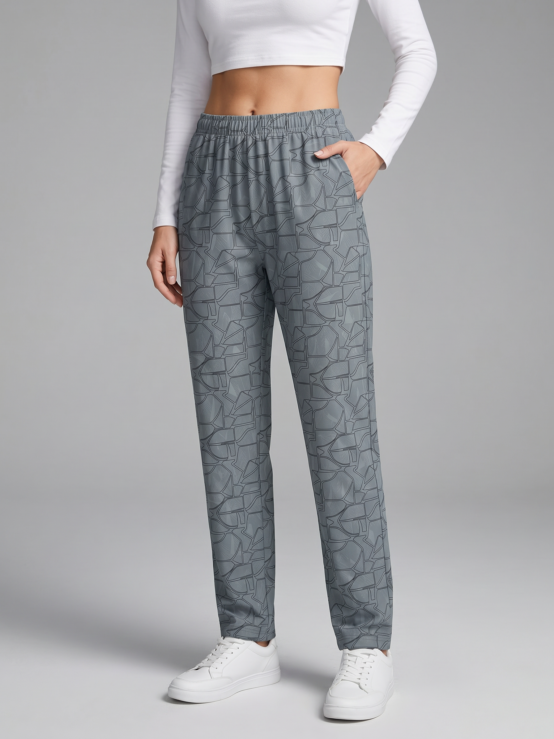 Mist Grey Abstract Lounge Pants