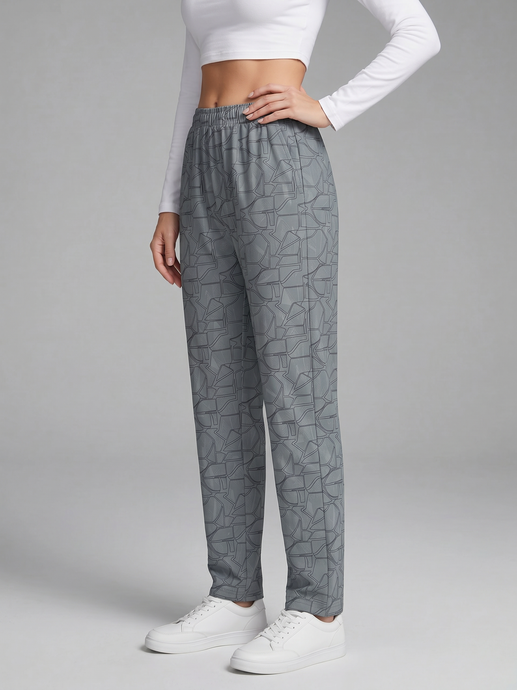 Mist Grey Abstract Lounge Pants