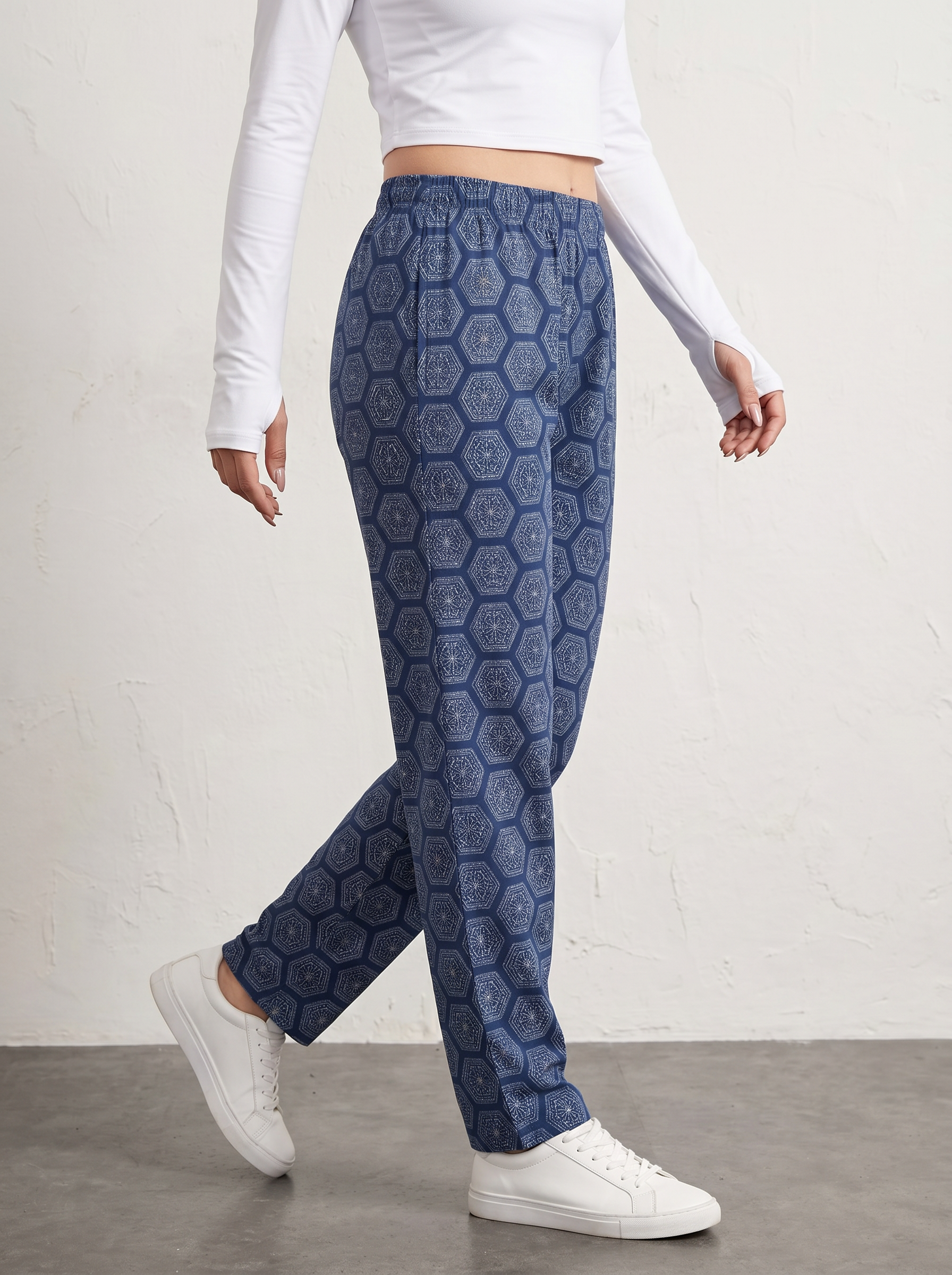 Indigo Hexa Print Lounge Pants