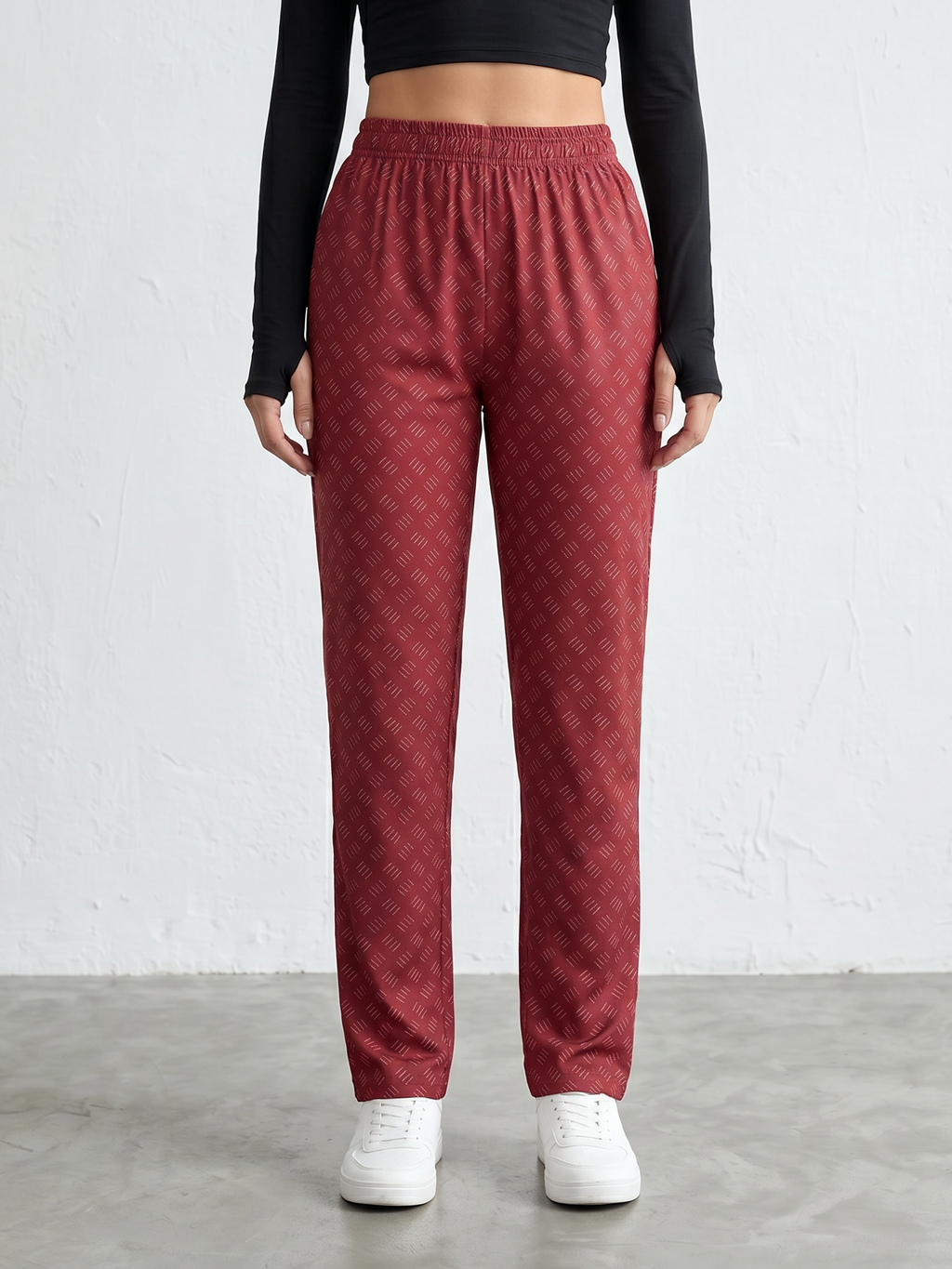 Wine Diamond Print Lounge Pants