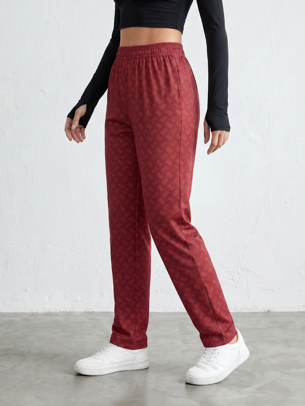 Wine Diamond Print Lounge Pants
