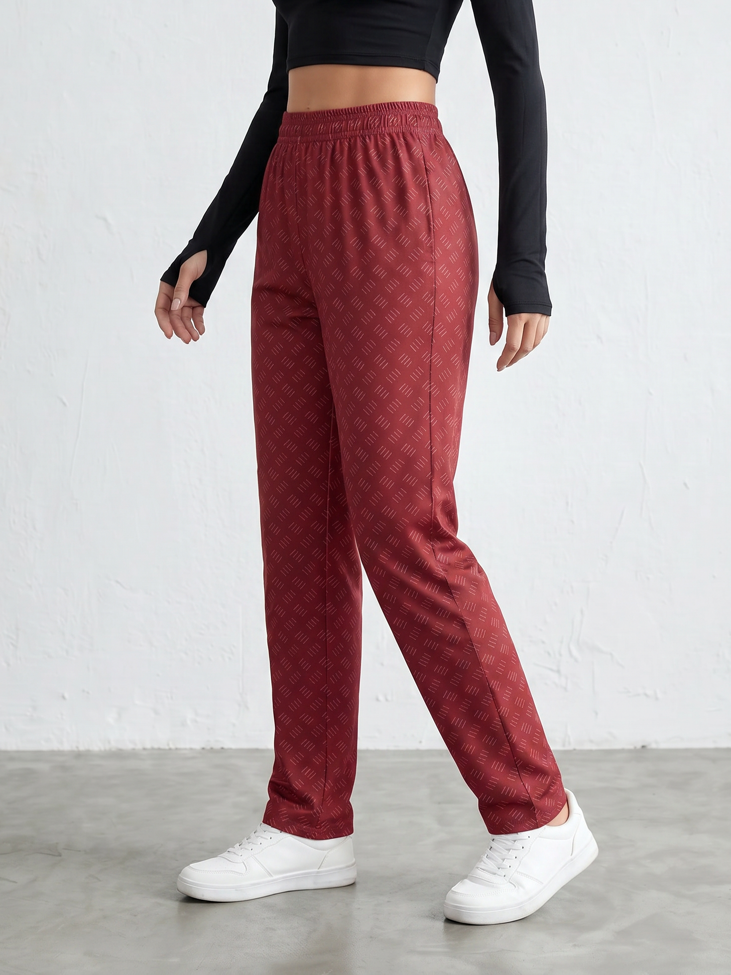 Wine Diamond Print Lounge Pants