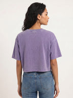 Basic Lavender Acid wash Crop Tee