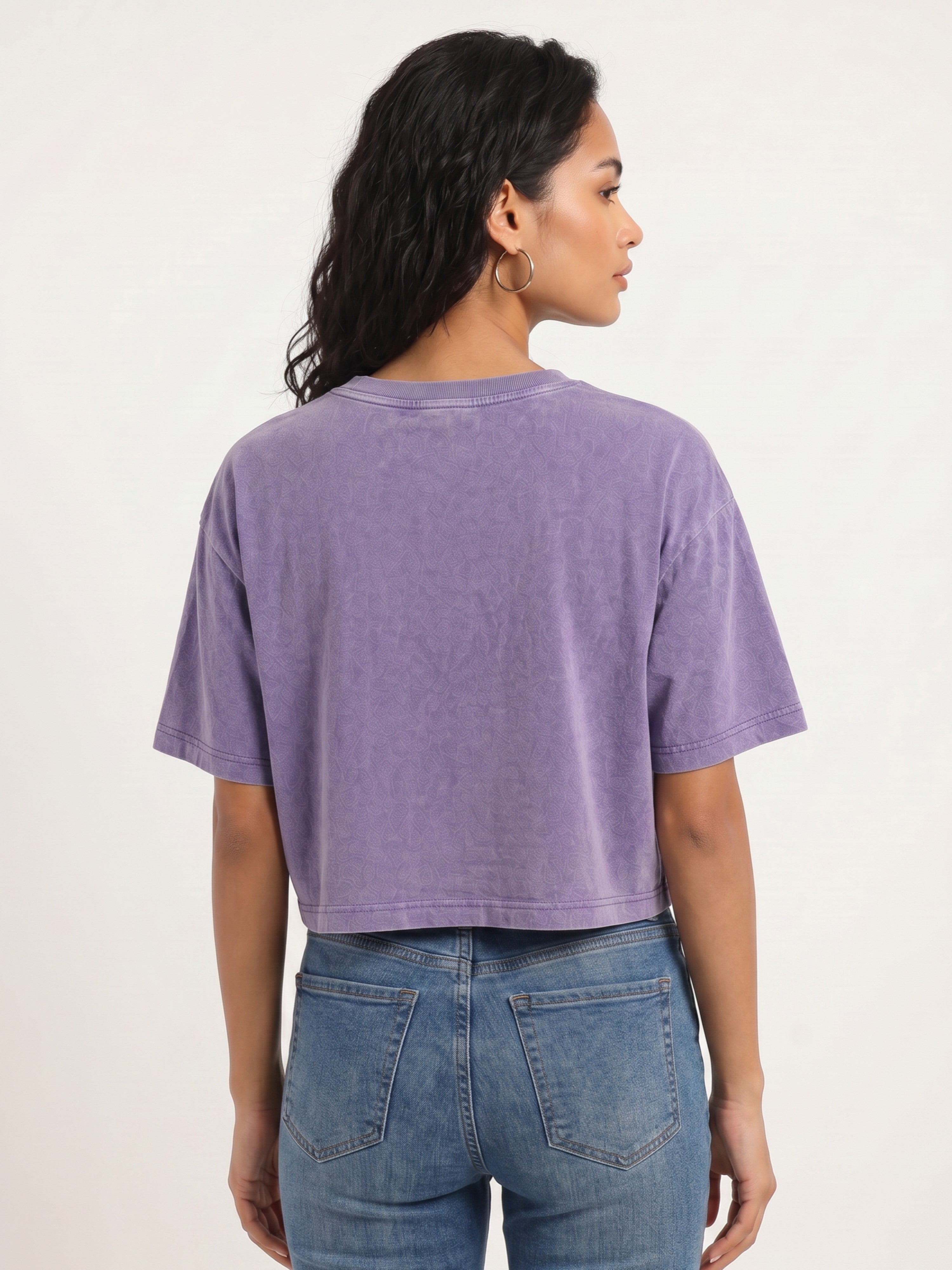 Basic Lavender Acid wash Crop Tee