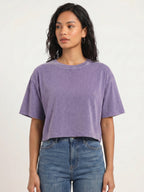 Basic Lavender Acid wash Crop Tee