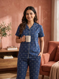 Women's Moonlit Indigo Printed Night Suit