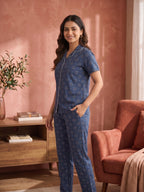 Women's Moonlit Indigo Printed Night Suit