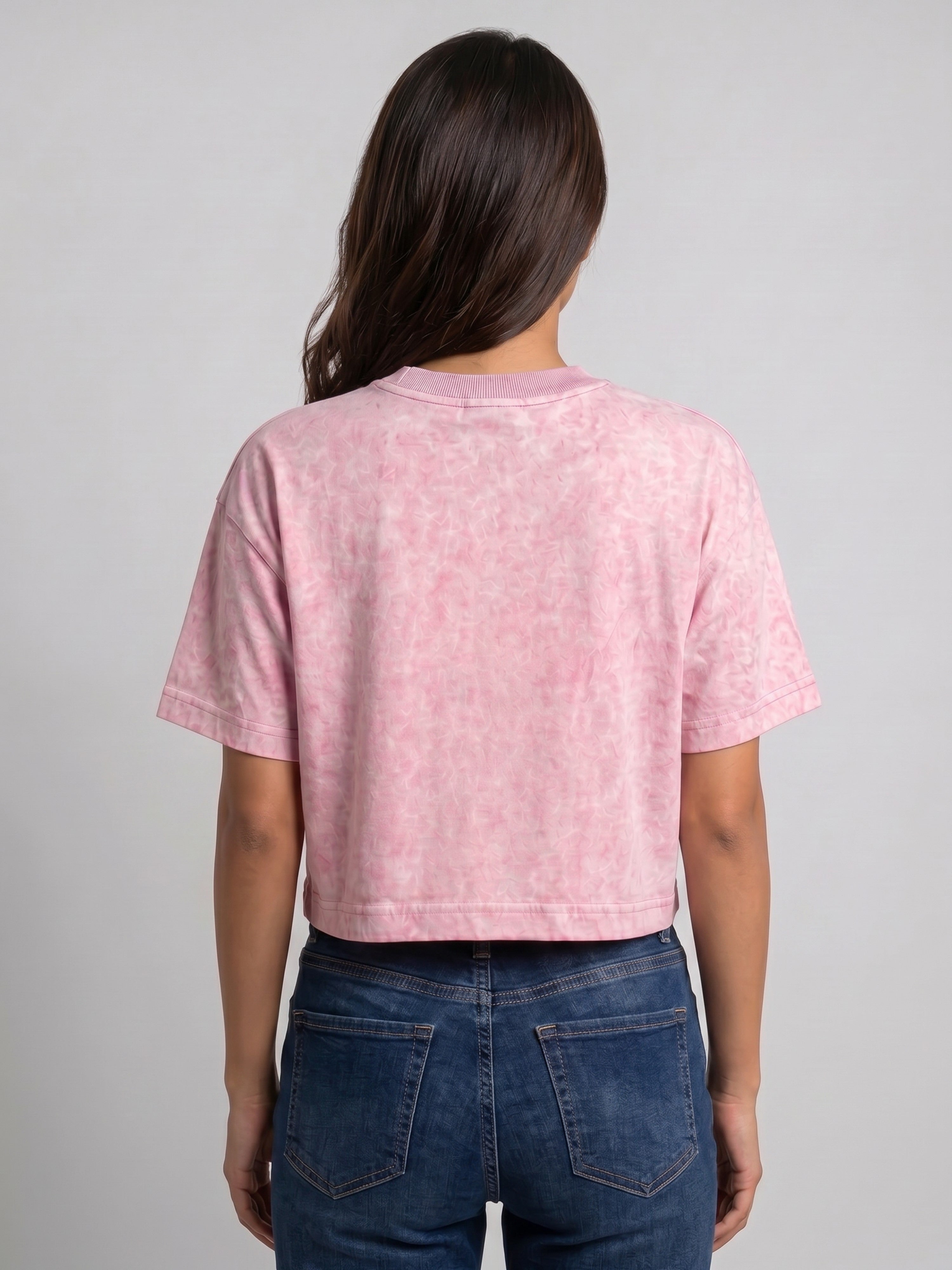 Basic Baby Pink Acid wash Crop Tee