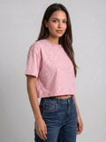 Basic Baby Pink Acid wash Crop Tee