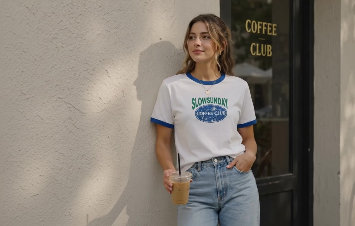 Slow Sunday Coffee Club Ringer Tee